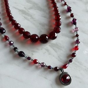 Vintage Scarlett Red and Black Beaded Necklaces